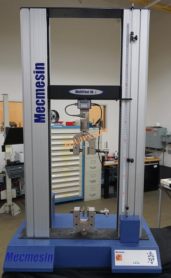 Used Mecmesin 10kN (2248 lbsf) Multitest 10i frame with Emperor software, vice grips and 2 load cells