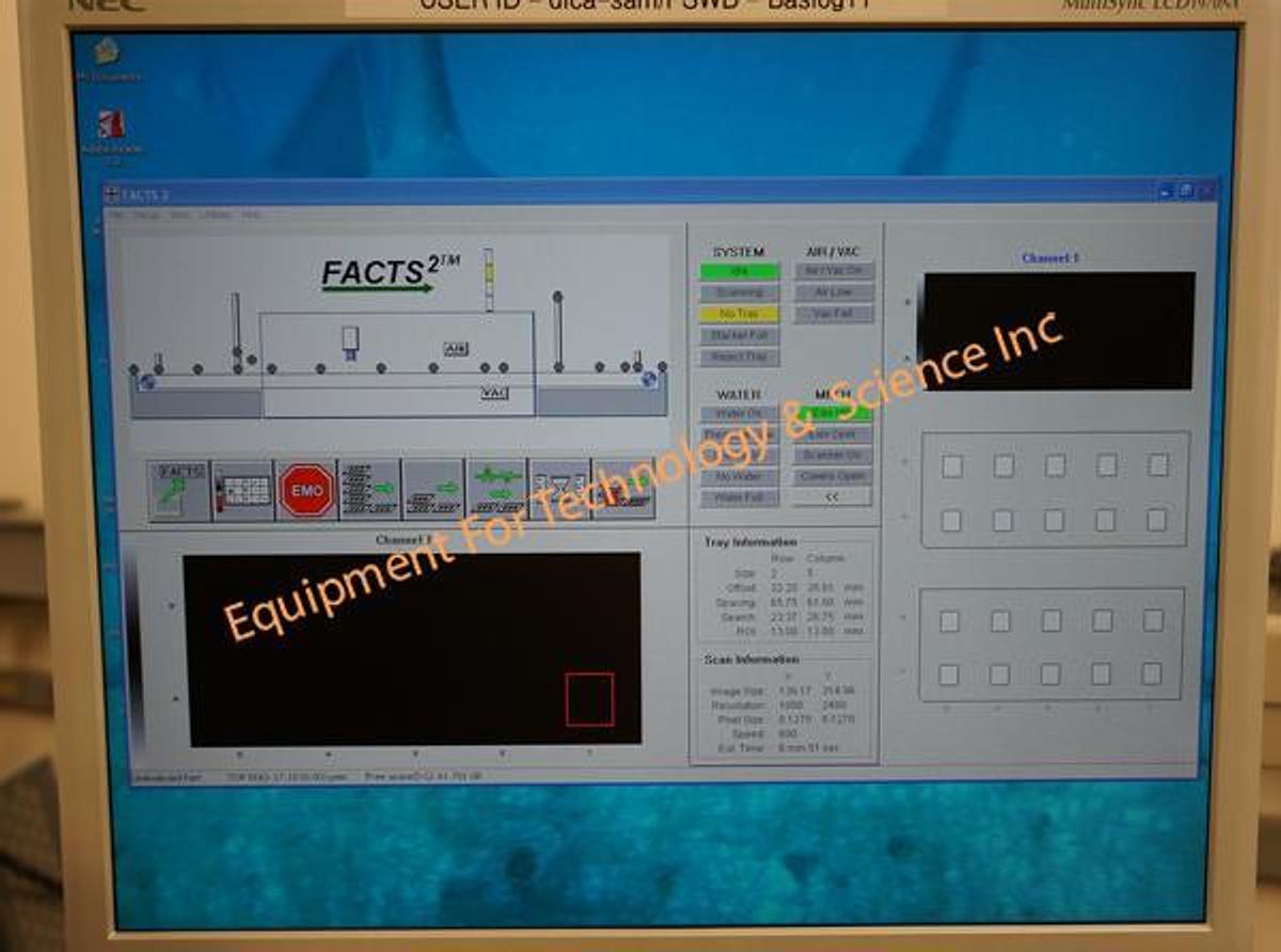 Used Sonoscan DF2200 FACTS 2 Acoustic Scanning Microscope with 15mhz, 30mhz, 50mhz and 230mhz transducers