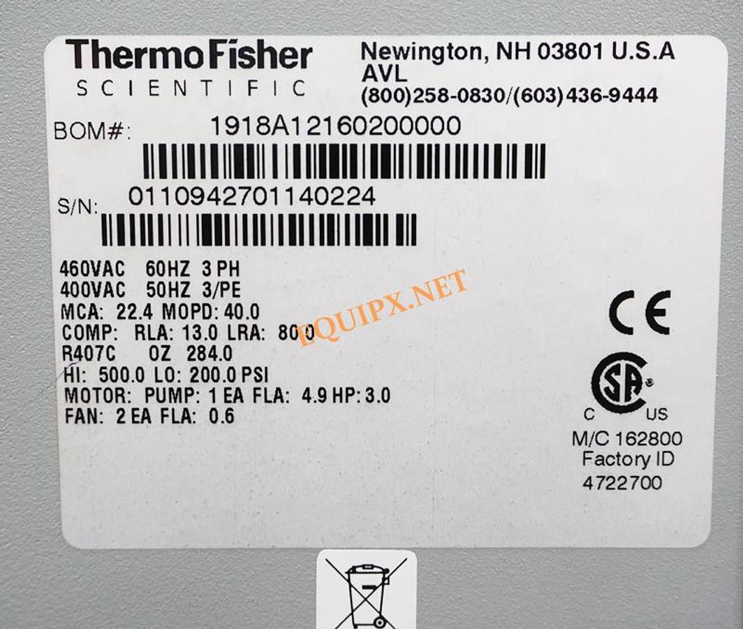 Used Thermo Scientific Thermoflex 24000 air cooled chiller, P5 pump, -5C to 55C, 24KW@20C, 460vac, 3phase