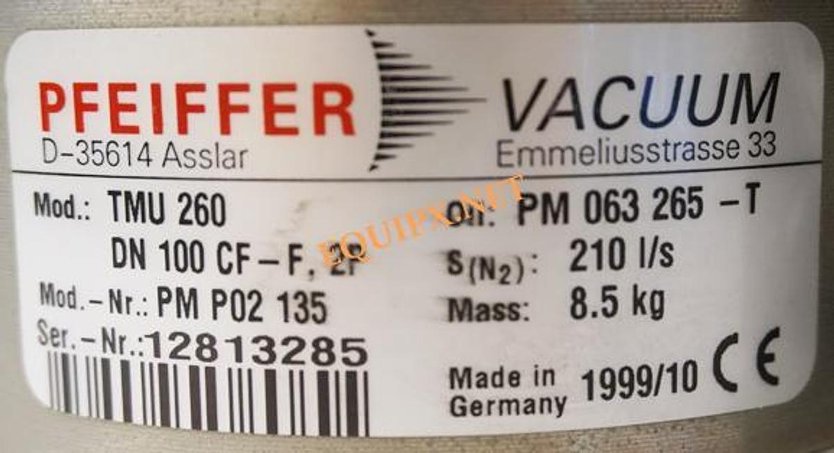 Used Pfeiffer TMU260 turbo pump with conflat inlet 210l/s