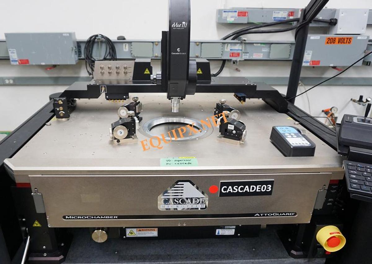 Used Cascade Form Factor Elite 300 Semiautomatic prober with ERS 300mm temperature controlled wafer chuck and eVue digital microscope, and Nucleus software
