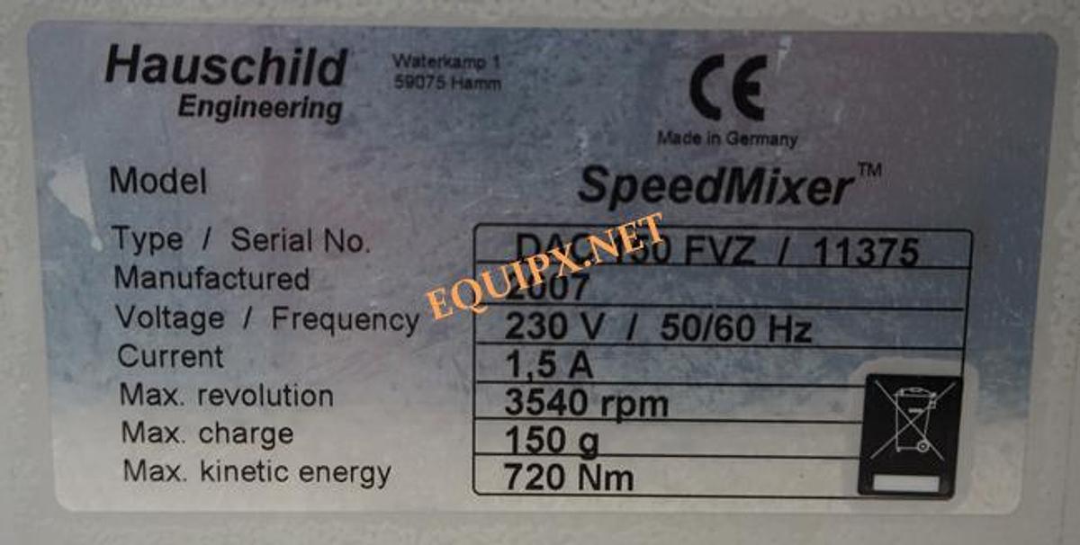 Used Hauschild Speedmixer DAC150 FVZ-K Planetary mixer 110v/230v
