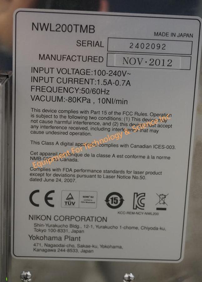 Used Nikon 200mm wafer inspection station with NWL200-TMB (2012) wafer loader and Eclipse L200 microscope