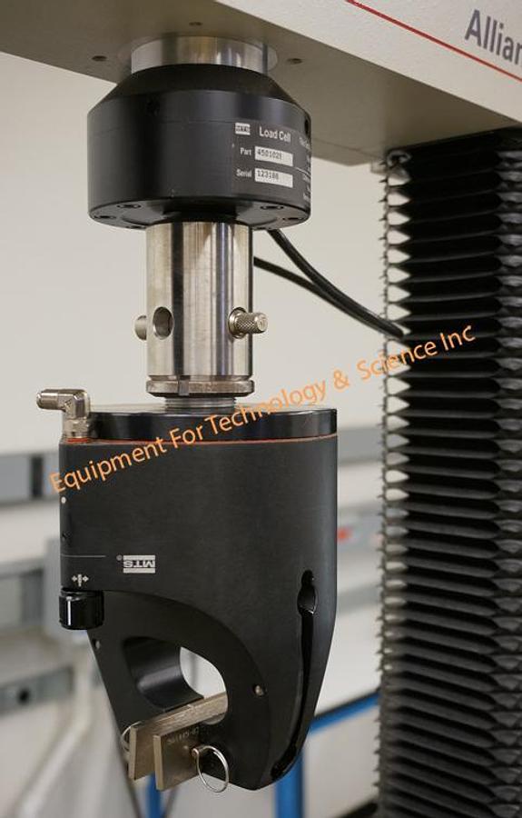 Used MTS Systems Corp Alliance RT/5 1120lbf (5KN) Testing Machine with 3 load cells, Testworks 4 software, and 2kN pneumatic grips