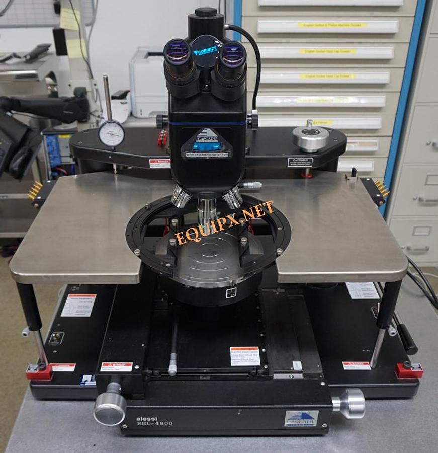 Used Alessi Cascade REL-4800 200mm manual wafer prober with Mitutoyo FS-60 microscope including Plan APO 10x/20x/50x objectives