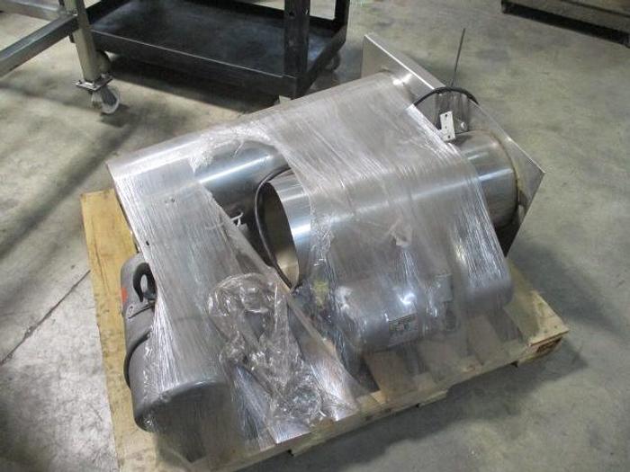 Used STEAM FIRED BLANCHER, 48" W X 16' LONG, OVERHEAD FRAMEWORK FOR HOISTING CANOPY, ALL STAINLESS STEEL M2003M