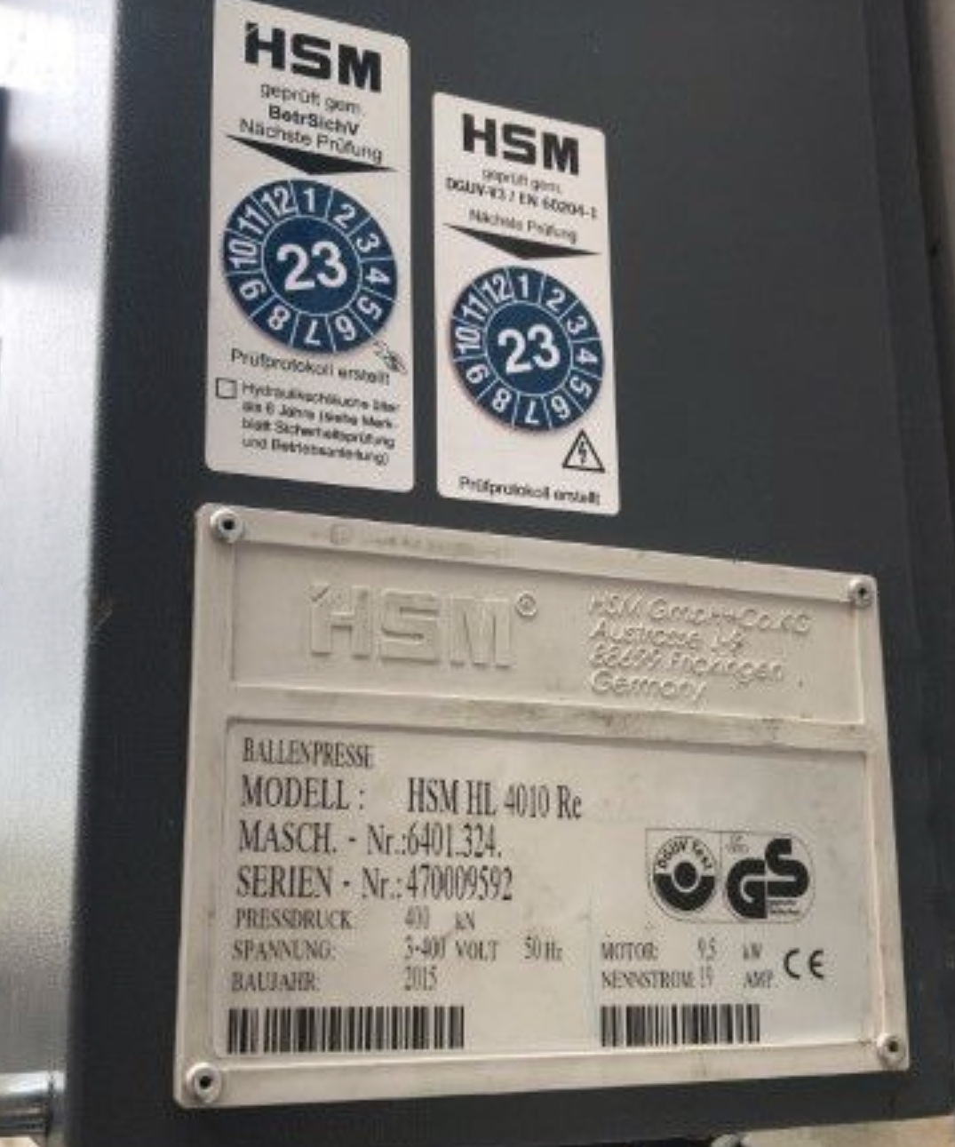 Used Ballenpresse HSM, Typ HL 4010 Re, Baujahr 2015