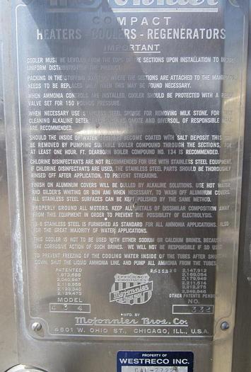 Used Refrig, Chiller, Plate, Mojonnier, S/st, Ammonia, #S738917