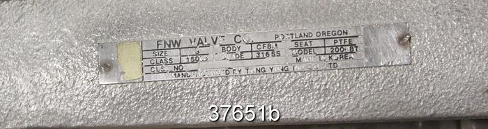 Used FNW 3" Hand Operated Knife Gate Valve, 2000BT #37651