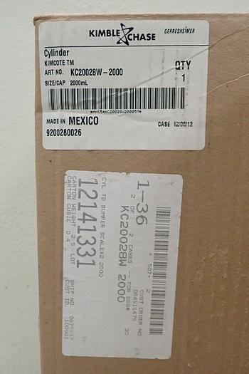 Used Kimble KC20028W-2000 Graduated Cylinder with Bumper, 2000 mL