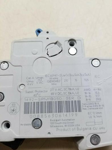 Used Allen Bradley 1492-SPM1B050 Ser D 1492 SP B 5A