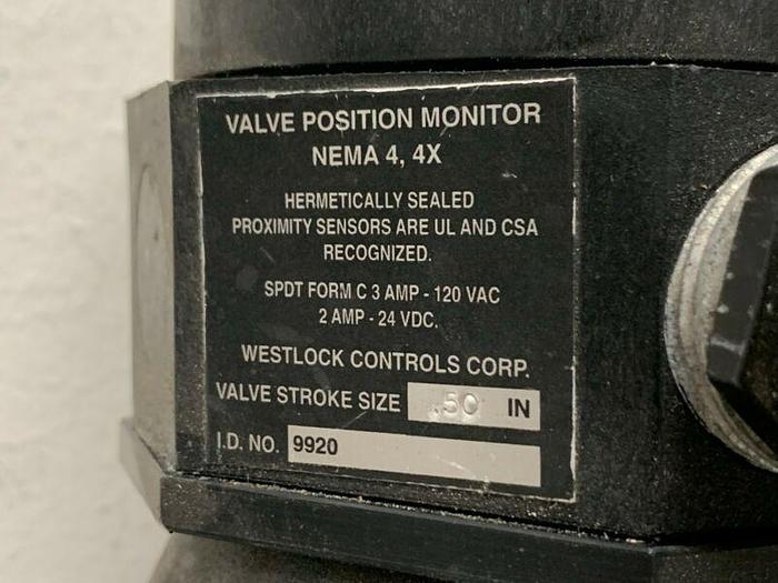 Used ITT 3-Way Diaphragm Stainless Steel Valve w/ 2" Sanitary Fit & Position Monitor