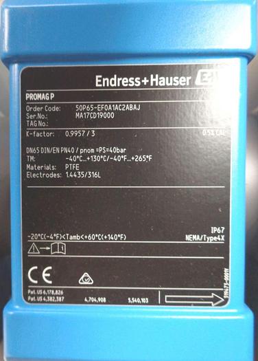 Unused Flowmeter, Endress+Hauser Promag P, 3" In/Out, #S742826