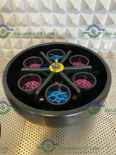 Used Sorvall  H6000A Swing Bucket Rotor 5000RPM w/ 6 1000mL Buckets and Locking Stud