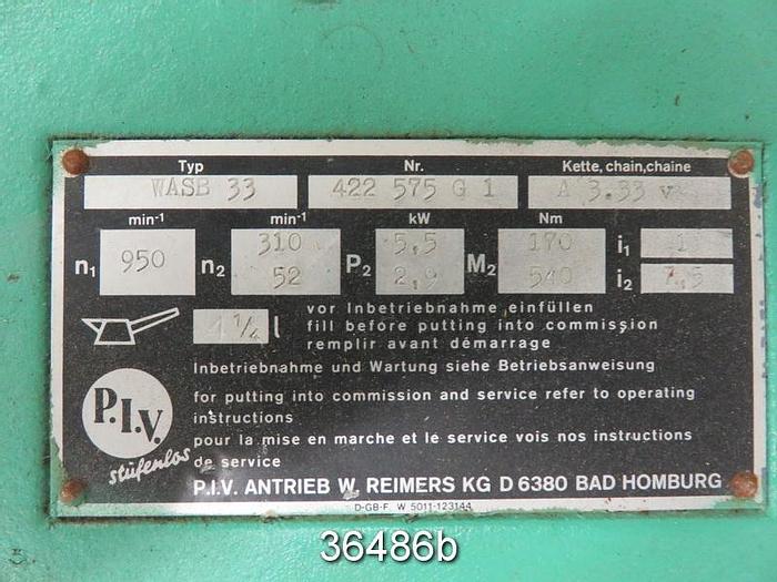 Used Stufenlos PIV Drive, Type WASB 33, 422575 G1 #36486