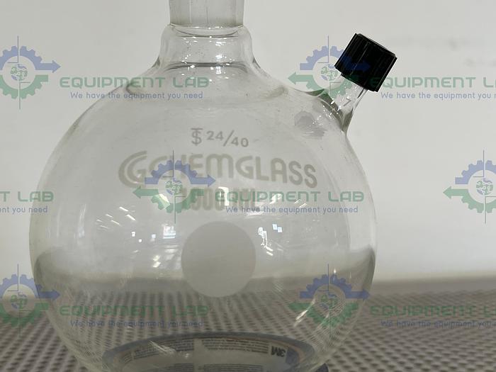 Used Chemglass  1000 mL Heavy Wall Round Bottom Flask  24/40 #7 Chem-Thread Inlet