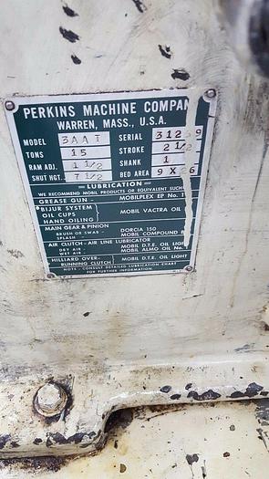 Used Perkins Transfer Stamping Punch Press Machine with Feed 15 Ton Pristine!