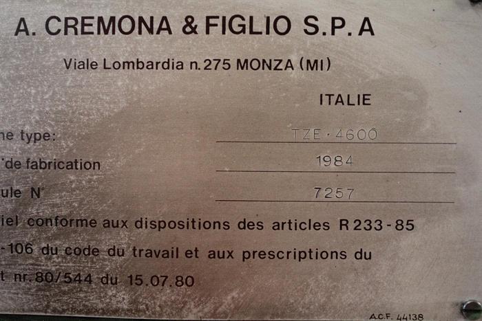 Used 1984 Angelo & cremona TZE4600 + ESA1