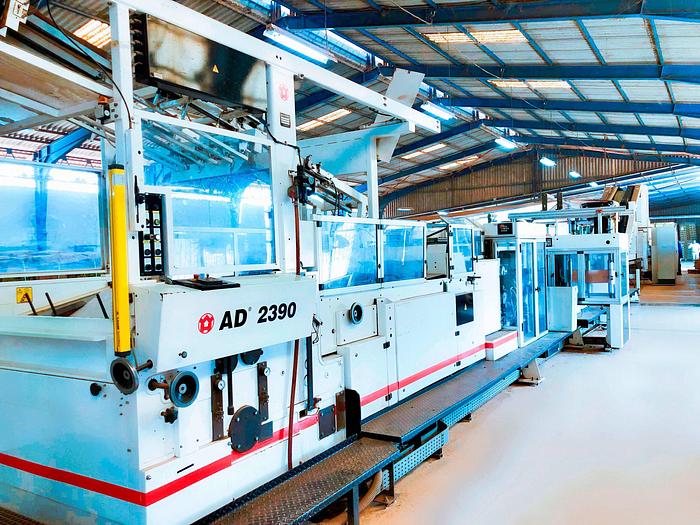 W&H BOTTOMER AD 2390 + 2 COMPLETE W&H TRANSYSTEMS 9350 (from TUBER to BOTTOMER – from BOTTOMER end to PALLETIZATION)
