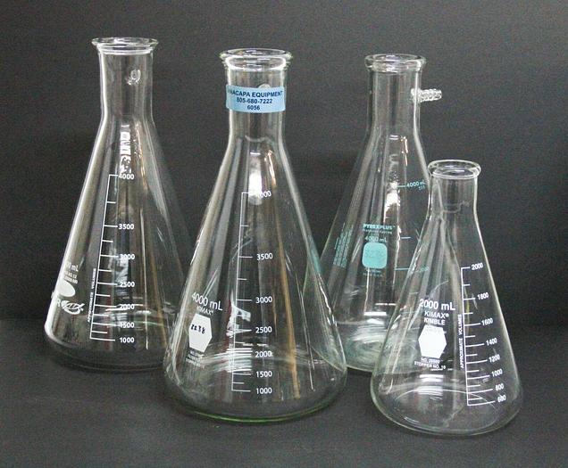 Used VWR Pyrex Kimax 400mL Kimax 2000mL Filter Flask Graduated LOT OF 4 (6056)