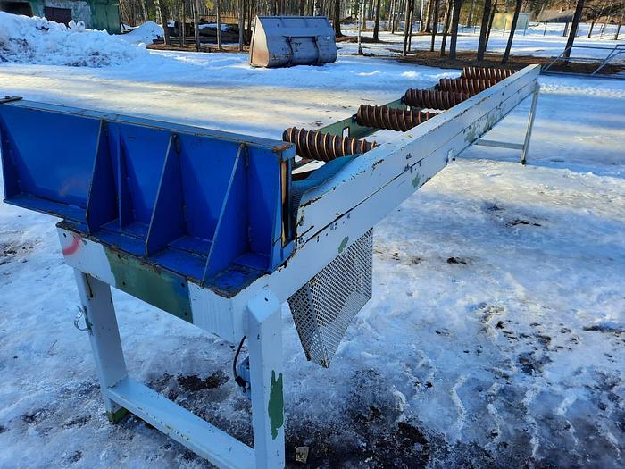 Used Screw type roller conveyor with side pusher