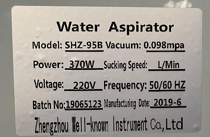 Used Recirculating Water Aspirator SHZ-95B Vacuum Pump 220V