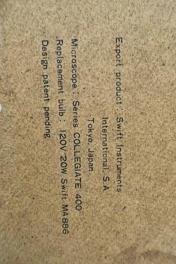 Used Swift Instruments International Series COLLEGIATE 400 Microscope w/ 3 Objectives