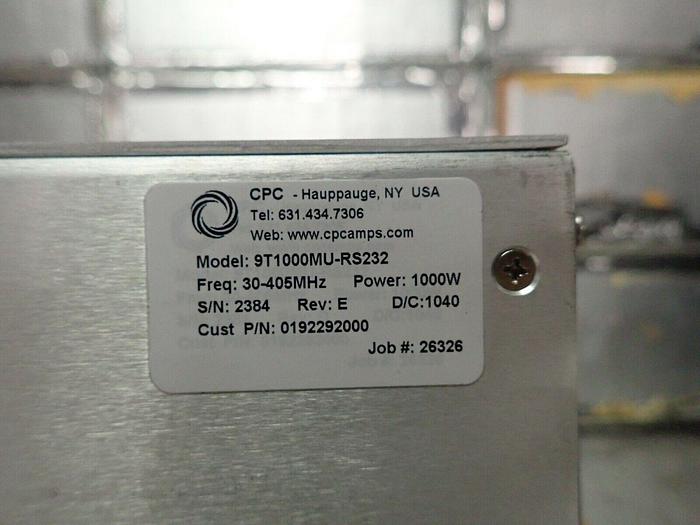 Used CPC 9T1000MU-RS232 Agilent 0192292000 RF AMP Amplifier 30-405MHz 1000W