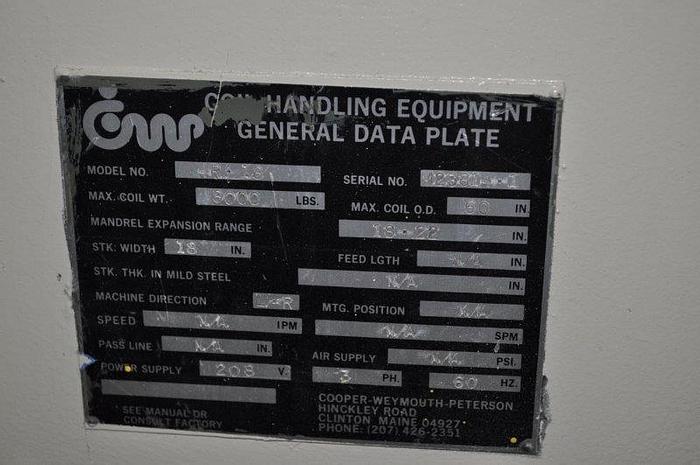 Used 15 IN WIDE X .093 X 8,000 LB CWP/ROWE SERVO FEED LINE