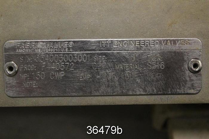 Used Fabri 8" Hand Operated Knife Gate Valve, F440572 #36479