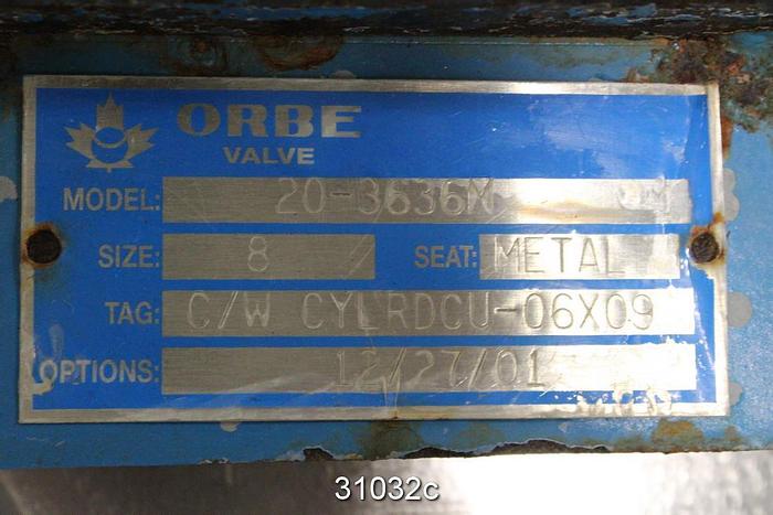 Used Orbe 20-3636m 8" Air Operated Knife Gate Valve #31032