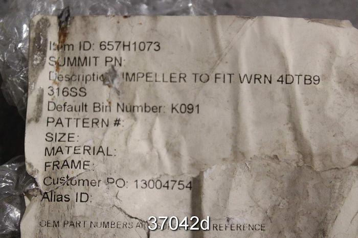 Unused Warren 4DTB9 Pump Impeller, 657H1073 #37042