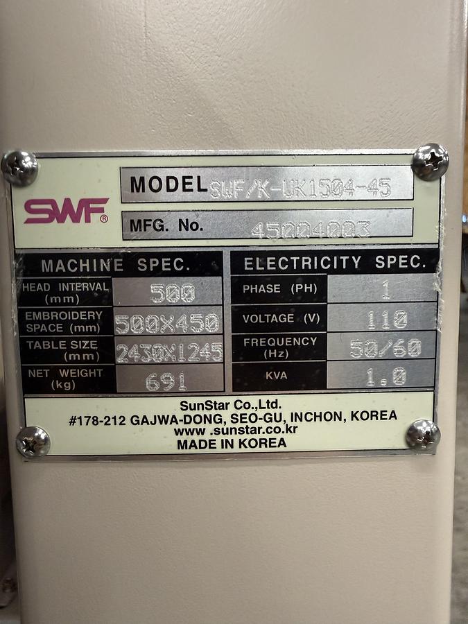 Refurbished 2017 SWF SWF/K-UK1504-45