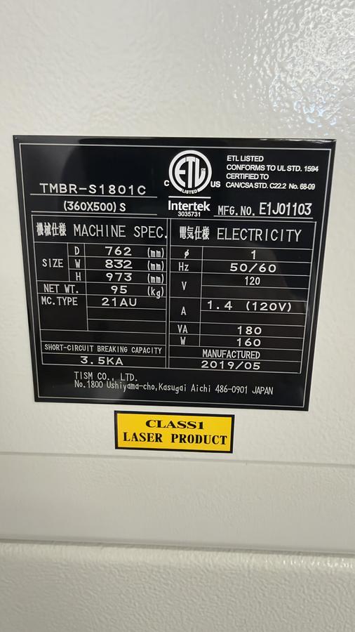 Refurbished 2019 Tajima TMBR-S1801C