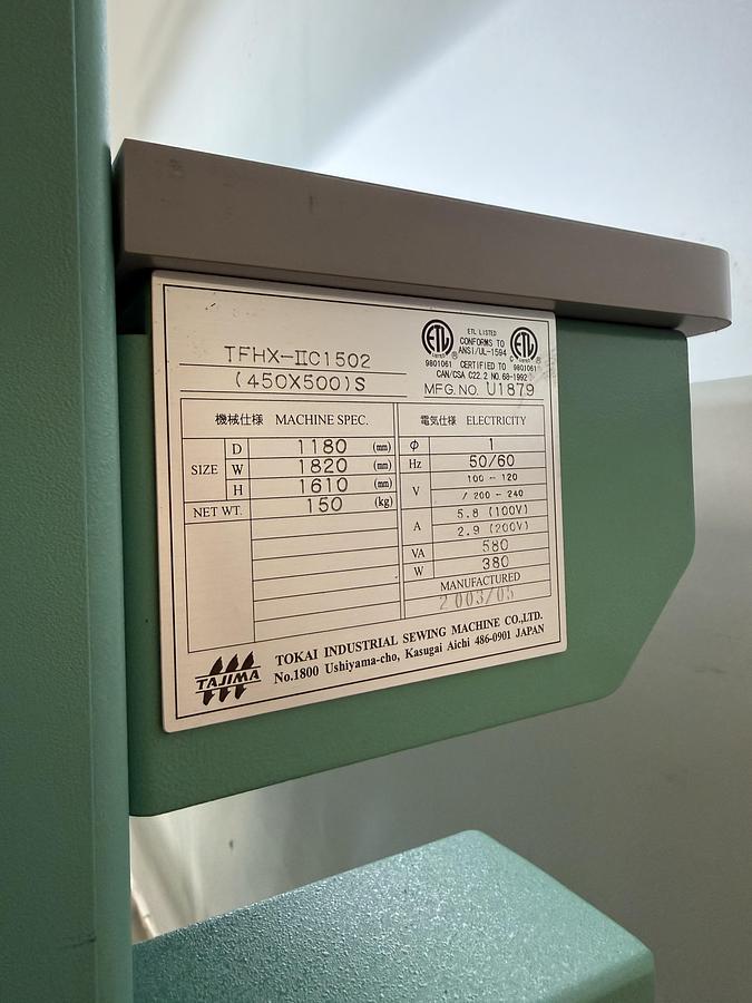 Refurbished 2003 Tajima TFHX-IIC1502