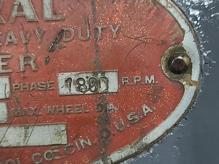 Used Bradford Admiral Double 1 Hp Heavy Duty 10" Grinder Grinding Wheel