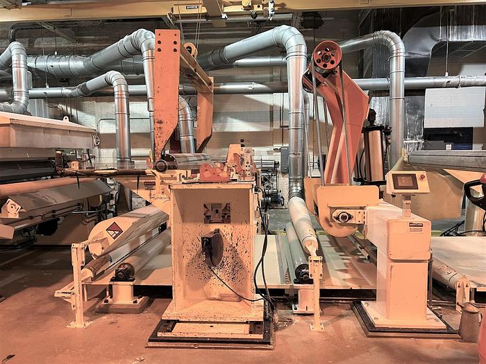 Used 84" WIDE ASSOCIATED MACHINE DESIGN BELT DRIVEN UNWIND STANDS 84" DIAMETER (2)