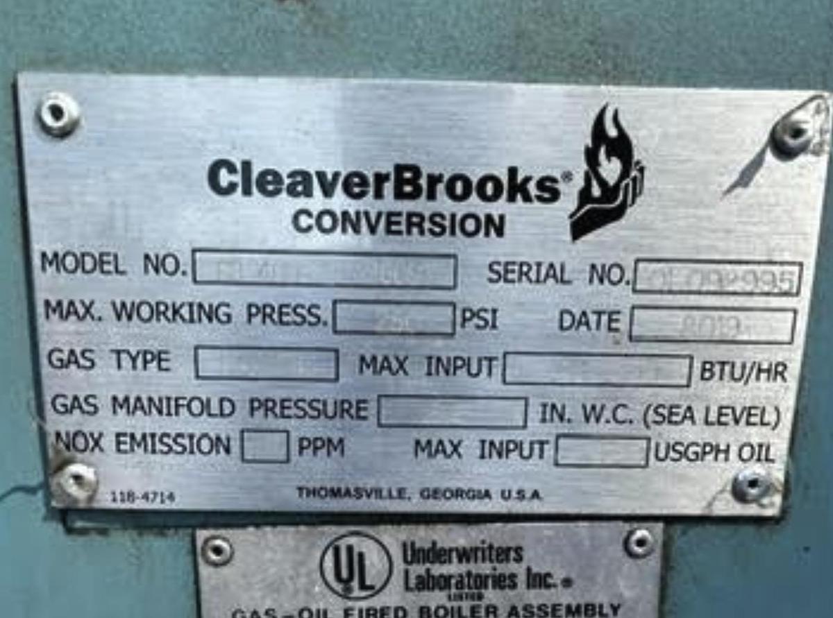 Used Used 2019 Cleaver Brooks CB 400-125-250 ST 250PSI Steam Boiler