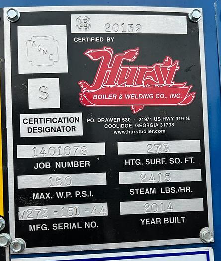 Hurst Boiler 70 HP 150 PSI