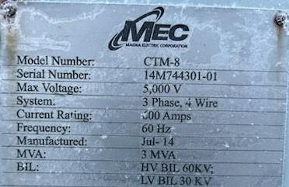 Used Pad-Mounted Transformers - MEC 3 MVA & Sunbelt 1500 KVA - 4160V to 480Y/277V - 3-Phase (2014)