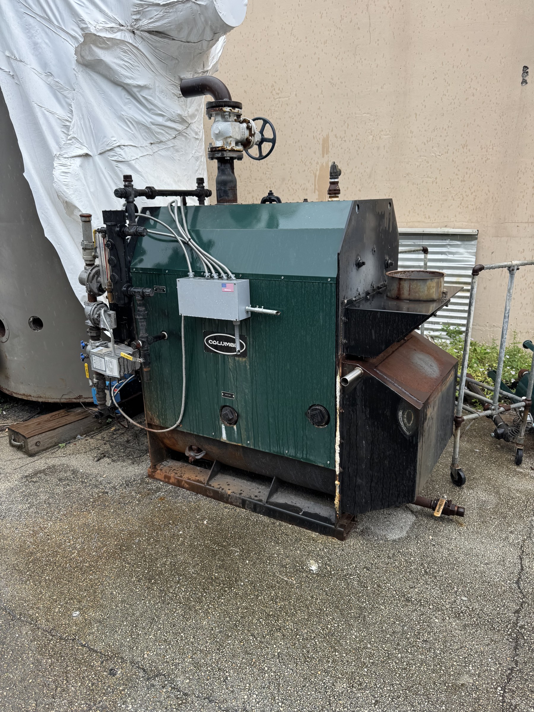 Used Columbia Boiler MPH-40 Horizontal Firebox Steam Boiler 40 HP Low Pressure Natural Gas Power Flame JR30A-13 Burner Built 2018