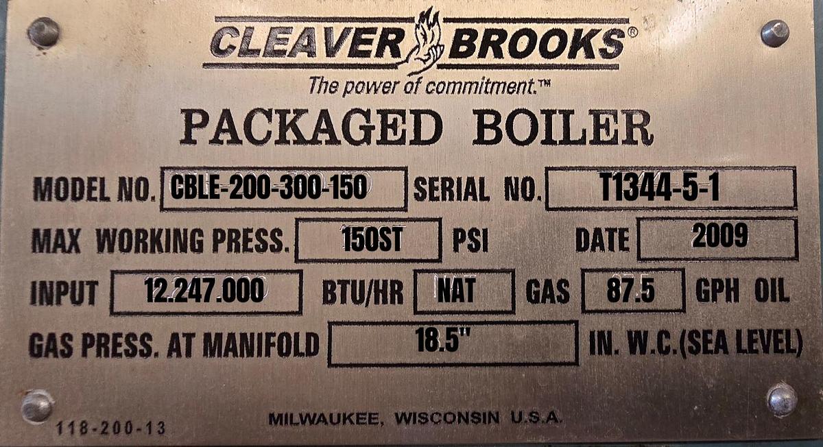 Used Cleaver Brooks 670 HP CB-1E 200-300-150 Packaged Hot Water Boiler