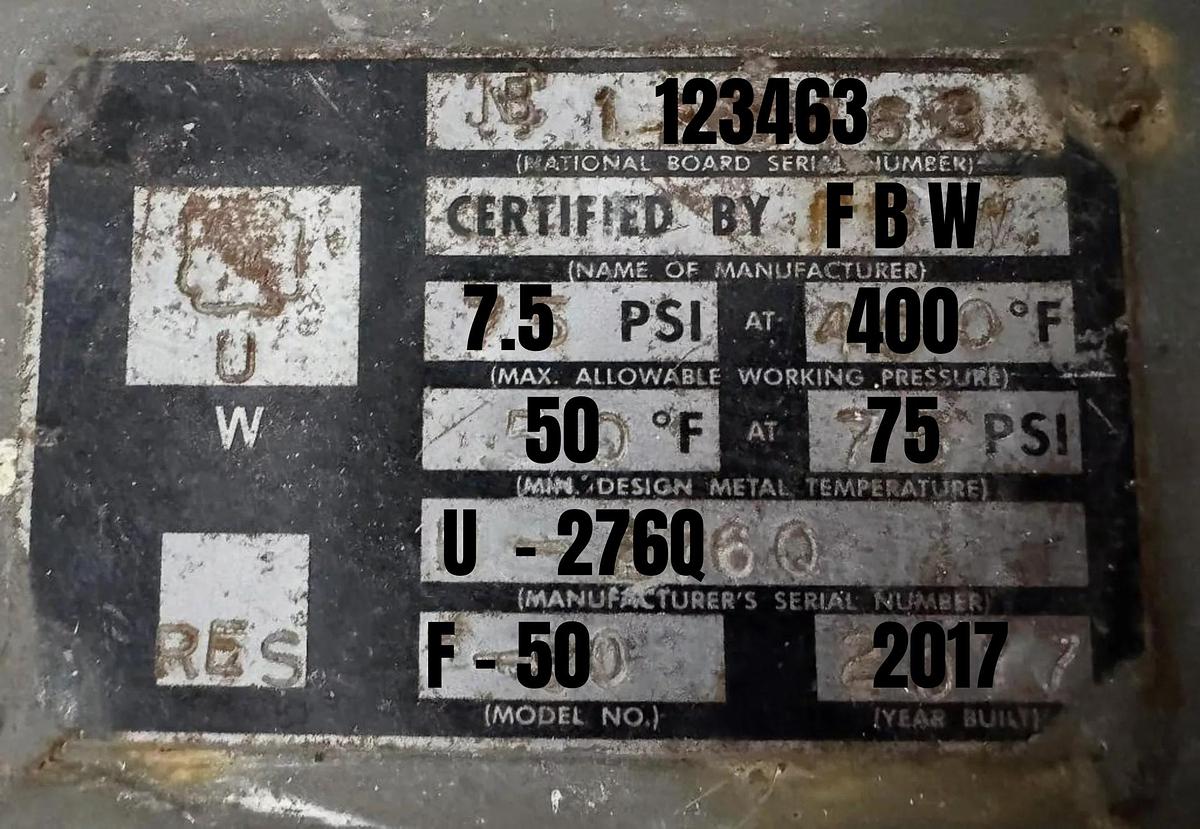 Used Fulton 50HP 150PSI Classic Vertical Tubeless Steam Boiler - Model FB-050-A - Natural Gas - 2017