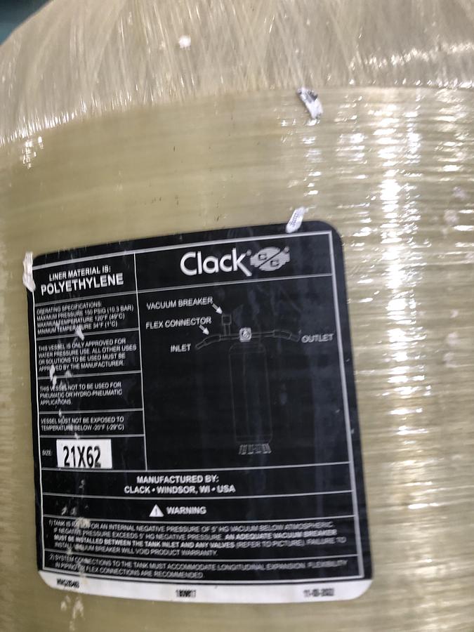 Used Clack Water Treatment System with Polyethylene Tanks