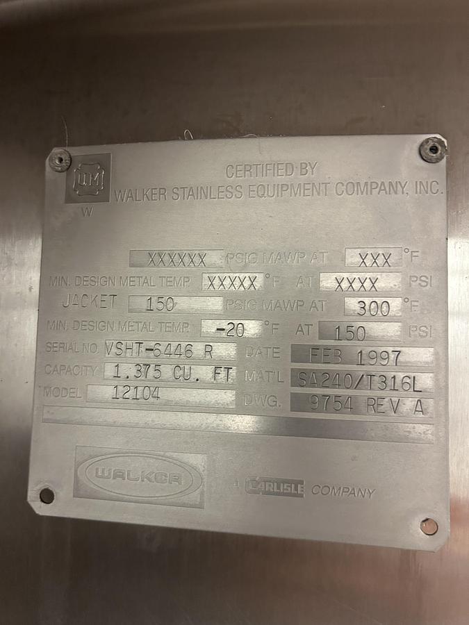 Used Walker Stainless 20,000 Gallon Jacketed Stainless Steel Storage Tanks SA240/T316L R-717 Lot of 4 1997