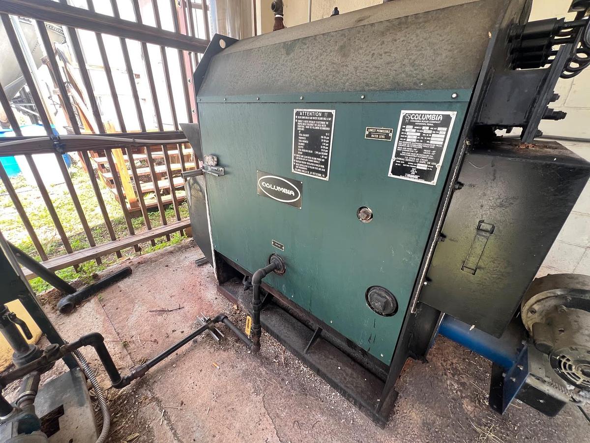 Used Columbia Boiler MPH-40 Horizontal Firebox Steam Boiler 40 HP Low Pressure 15 PSI Steam / 30 PSI Water Natural Gas Power Flame JR30A-13 Burner Built 2018
