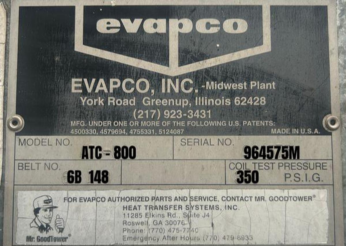 Used Evapco ATC-800 Induced Draft Cooling Tower - Model ATC-800 - Lot of 2 Units