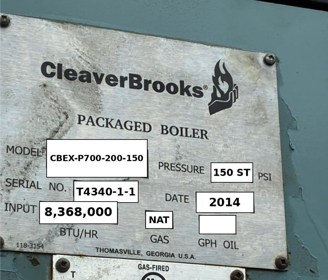 Used Cleaver Brooks 200HP 150PSI CBEX-P700-200-150 Steam Boiler Natural Gas 2014