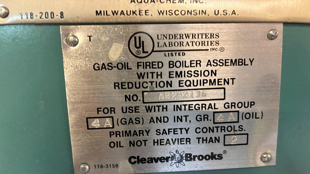 Used 2002 Cleaver Brooks CB 350 HP Steam Boiler – 15 PSI (Recently Serviced)