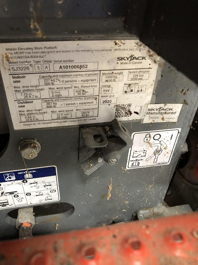 Used Skyjack Electric Scissor Lift SJ3226